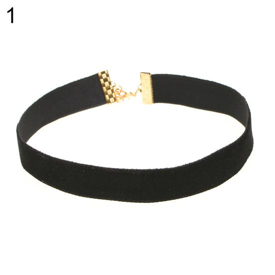 Готический Бархатный Чокер Разных Цветов для Женщин и Девочек чёрный