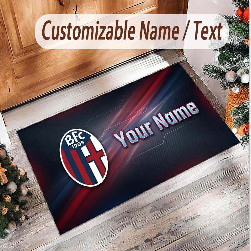 Personalized Crystal Velvet Carpet Bologna FC Pattern Non Slip Floor Rug
