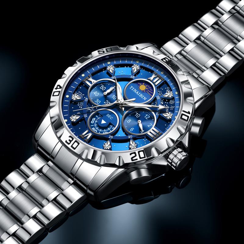 Chronograph Luxury Brand Stylish Men Luminous Wrist Watches For Male Clock Stainless Steel Band Men Business Quartz Watches