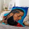 RAPPER Nipsey Hussle Throw Lightweight 240g Flannel Blanket Soft Skin-friendly for Summer Cooling