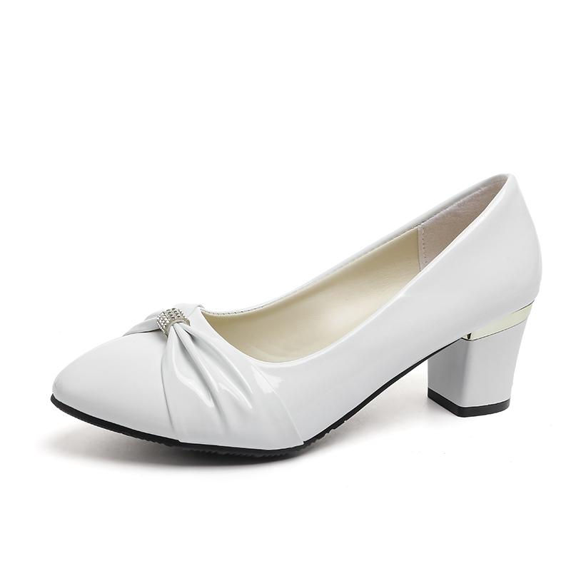 Damskie Buty Wysokiej Jakości Lakierowana Skóra Biznesowe Niskie Obcasy Eleganckie Modne Szpiczaste Płytkie Usta Jednokolorowe Damskie Mokasyny