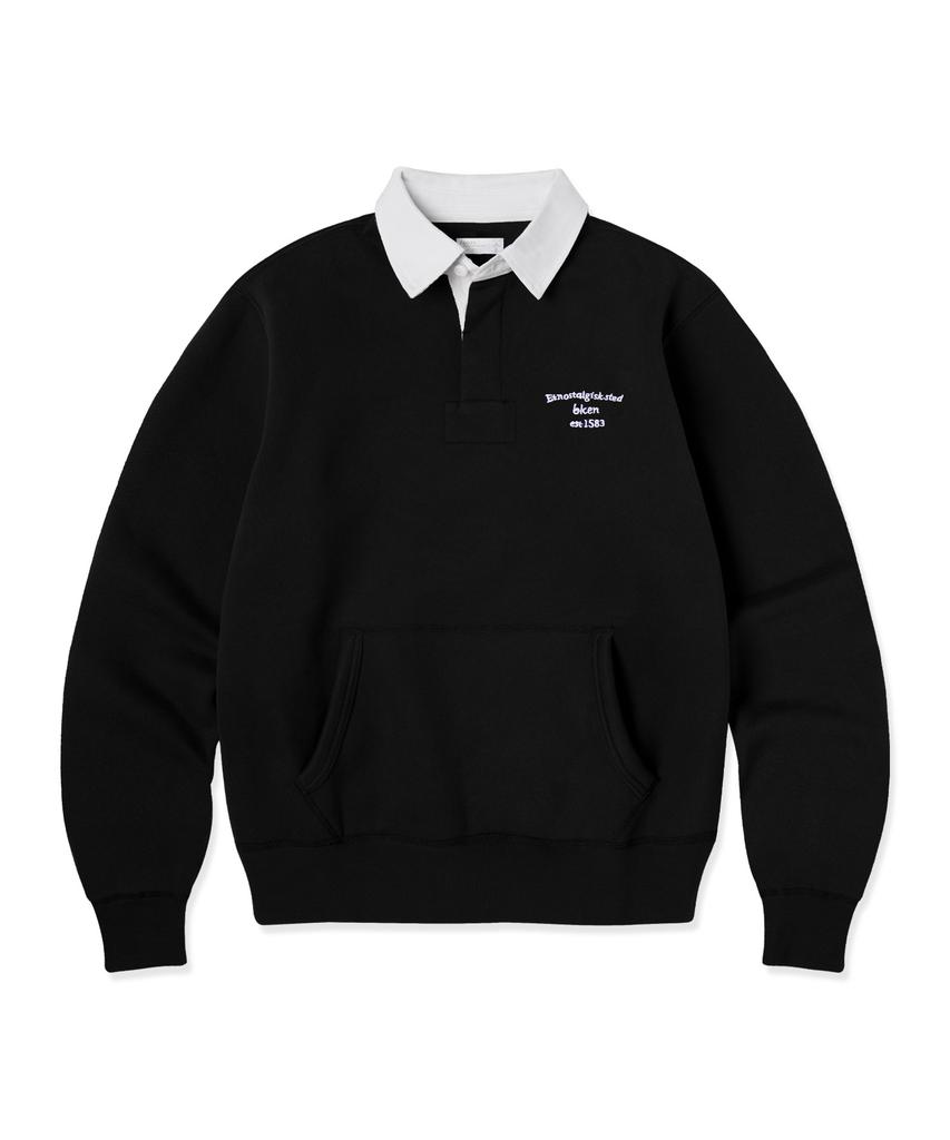 BAKKEN [Men] Hidden Button Rugby Collar Sweatshirt Bk7826 (4 Colors)