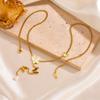 Elegant Titanium Steel Butterfly Necklace & Earring Set with Pearl Tassels - Non-Fading Stainless Steel