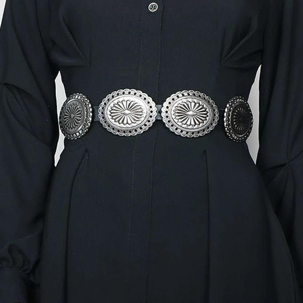 Breite Böhmische Gürtel Western Stil Cowboy Ethnischer Stil Taillengürtel Metallgeschnitzte Gürtel Damen