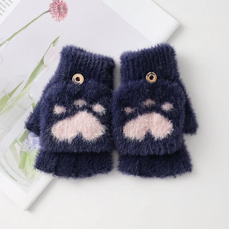 

REACH STAR Зимние вязаные перчатки без пальцев с откидным верхом в виде кошачьих лапок One Size