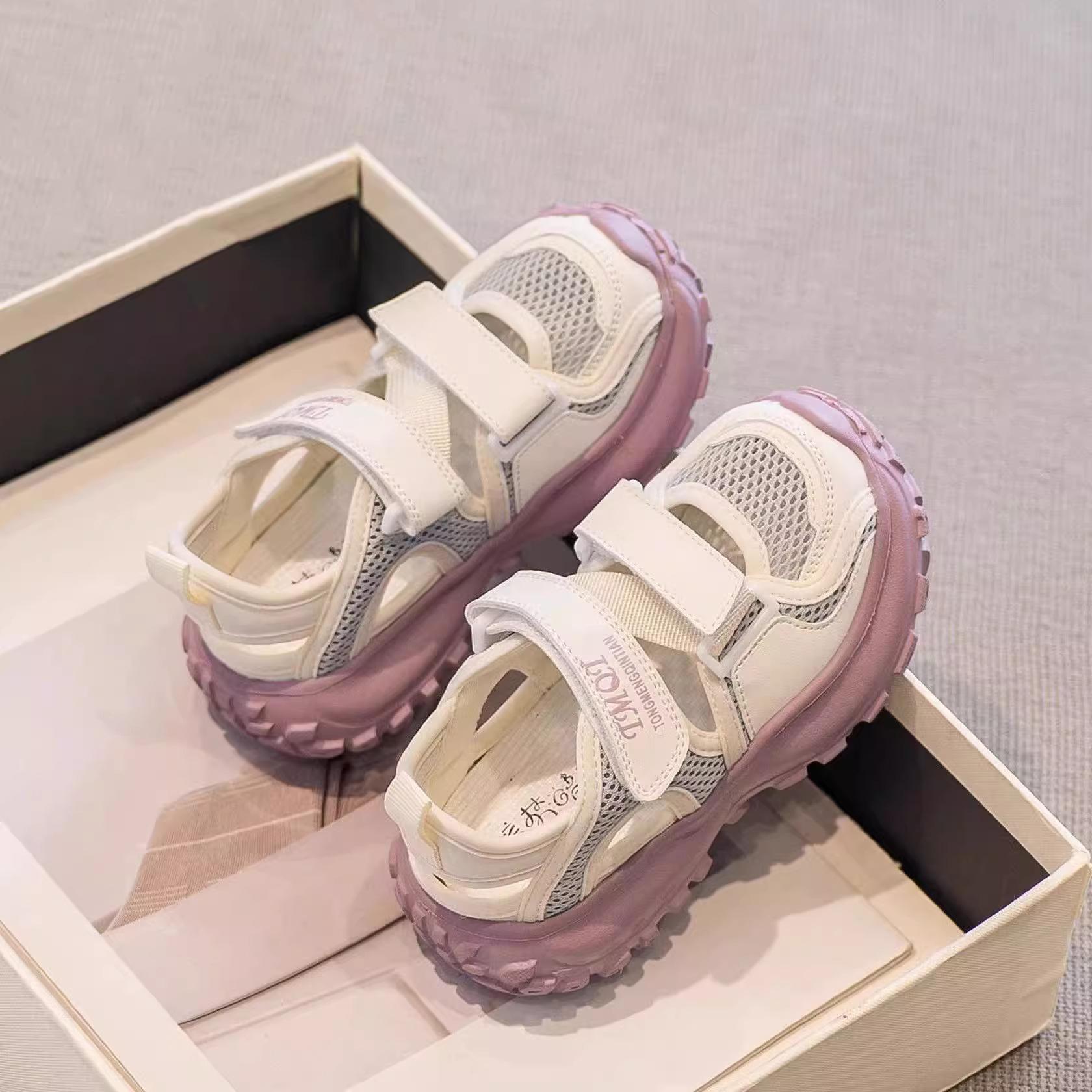 

Summer Girls Hollow Sports Sandals Closed Toe Soft Sole Kids Walking Shoes Size 26/inner length about 16.3cm фиолетовый