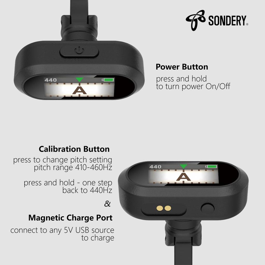 Tuner Rechargeable TFT Screen Guitar Bass Ukulele Wind Instrument Headstock Chromatic Tuner Pitch Easy To Read In Strong Light Dual Rotating Hinge