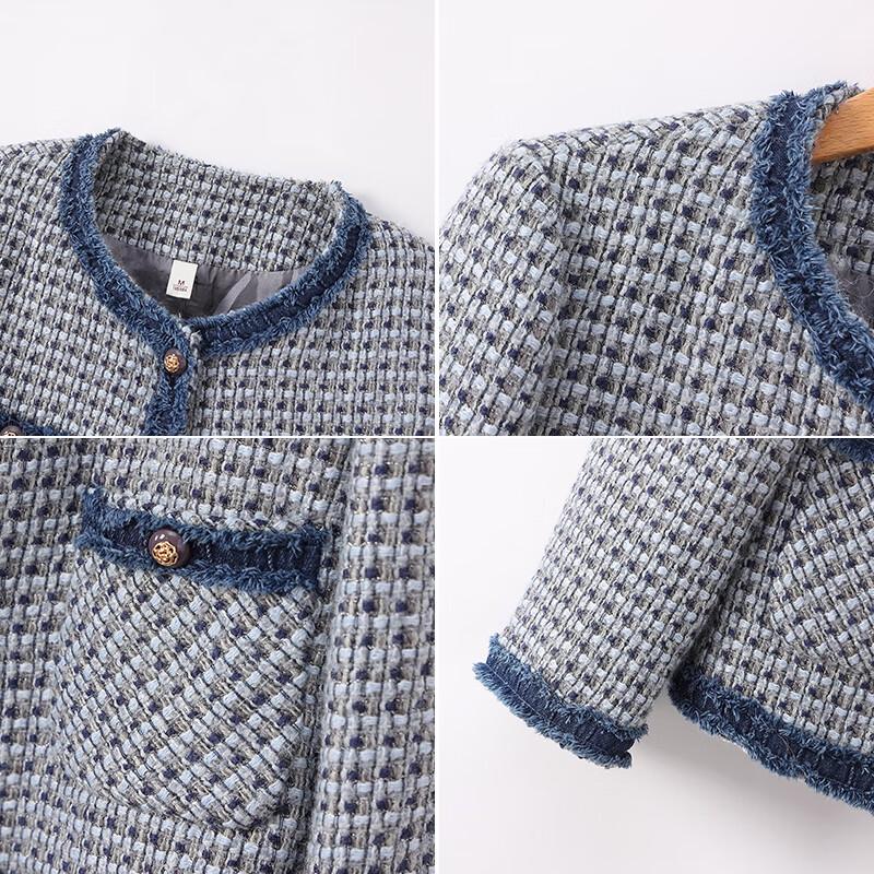 Qianbainian Women's French Retro Tweed Jacket