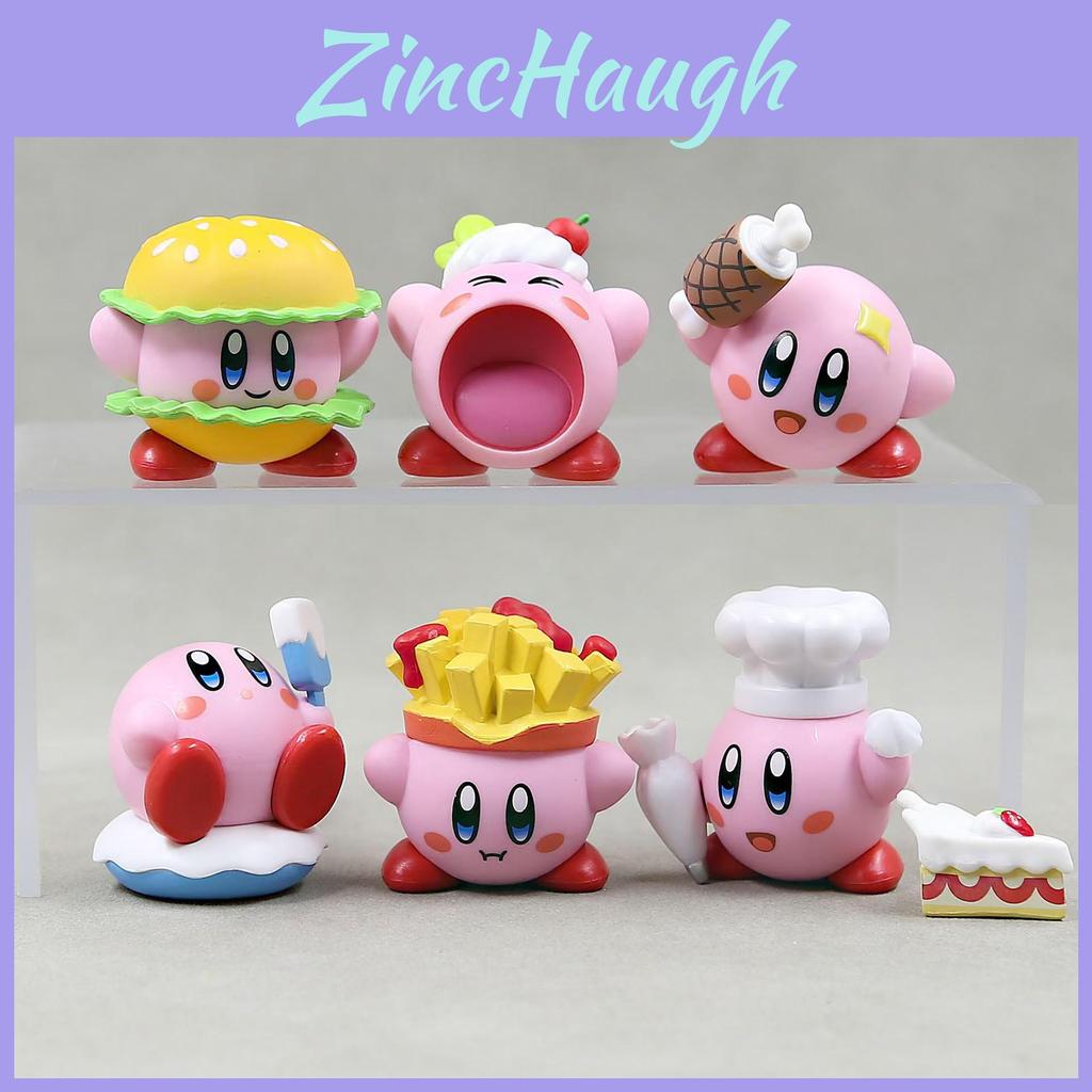 Uroczy zestaw 6 figurek jedzenia Kirby Urocza dekoracja do samochodu z PVC Zabawki kolekcjonerskie