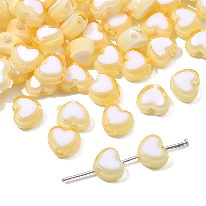 30Pcs Acrylic Heart Shape Beads Loose Spacer Beads for Jewelry Making DIY Bracelets Necklace