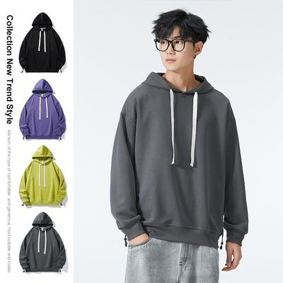 Heavy Hoodie Men's Fall Loose Sports Long-sleeved Top Youth Solid Color American Coat