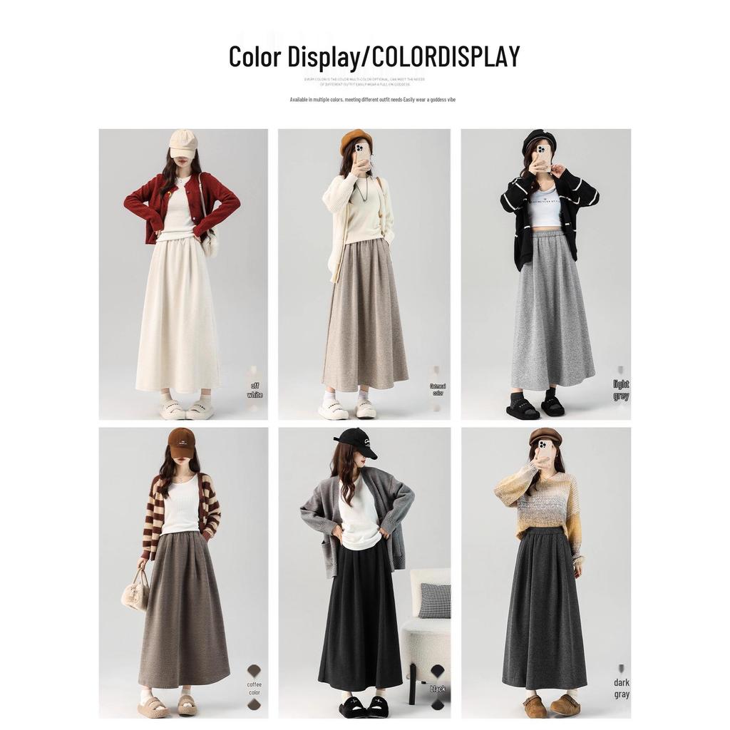 Off-White High Waist Glutinous Rice A-Line Skirt for Women - Slim, Flattering, Mid-Length, Yamamoto Style, Spring/Autumn/Winter 2025