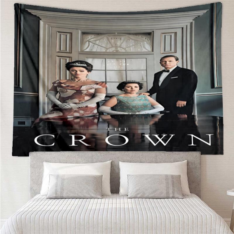 The Crown Print Tapestry, Backdrop, Easy Setup, Ideal for Bedroom, Office & Living Room, with Aesthetic Wall Hanging Decor.