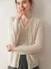 25 Autumn Winter V-Neck Cashmere Knit Color Block Cardigan for Women - Loose Korean Style Sweater Coat