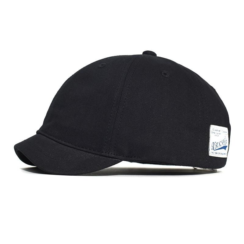 Baseballpet met korte klep in Japanse stijl, werkklledingstijl, Amerikaanse eendenbekhoed, uniseks straat casual zonnehoed Adjustable zwart