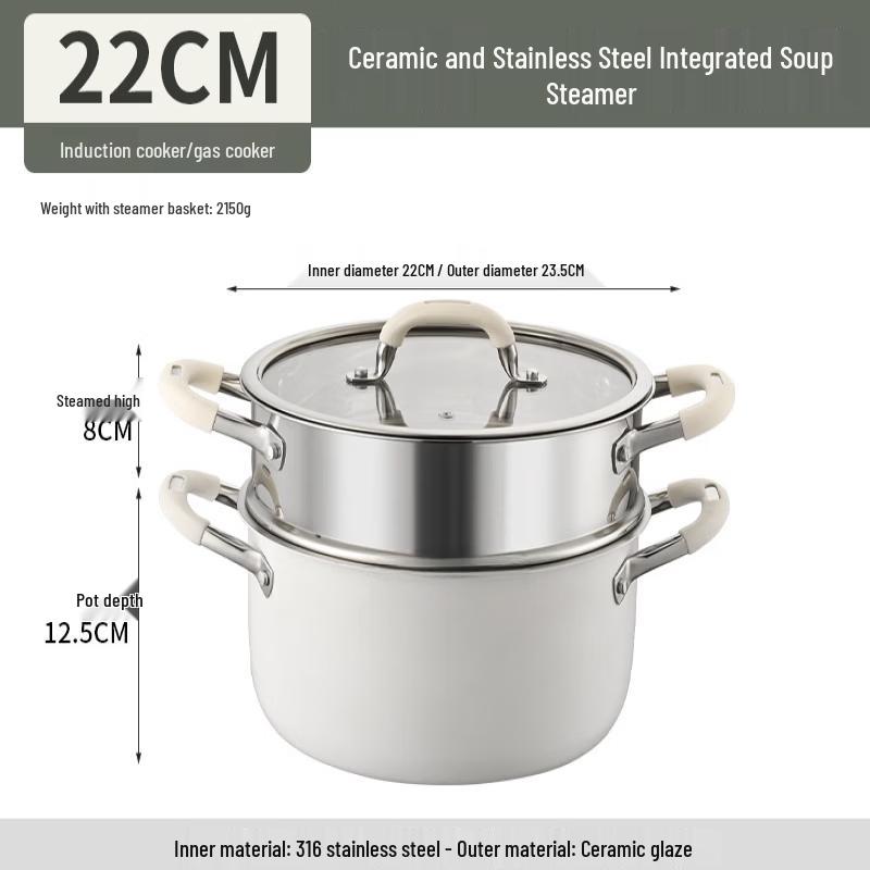 

316L Stainless Steel Soup & Steamer Pot