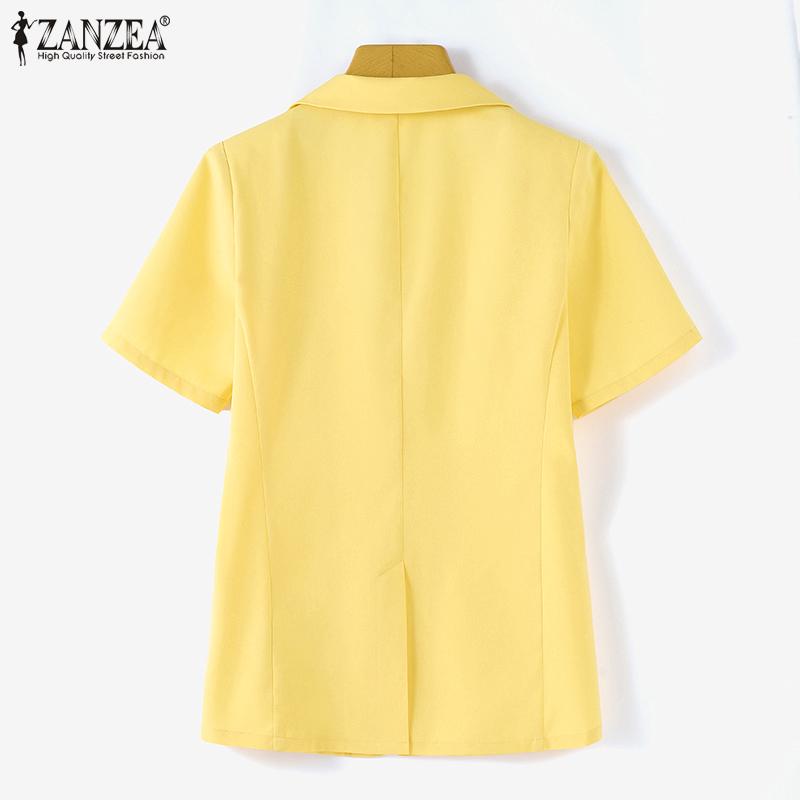 ZANZEA Frauen Kurzarm Blazer Mantel Revers Kragen Elegante Casual Jacken Outwear Plus Größe
