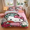3pcs Ancient Style Hello Kitty Pattern Bedding Three-Piece Set (1 Cover + 2 Pillowcases, No Fillings),  Soft and Comfortable W004