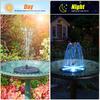 Solar Bird Bath Fountains Upgraded, 4W Solar Powered Water Fountain Pump with 7 Nozzles & 4 Fixers, 4000 Battery, 7 Colors LED Light for Garden,