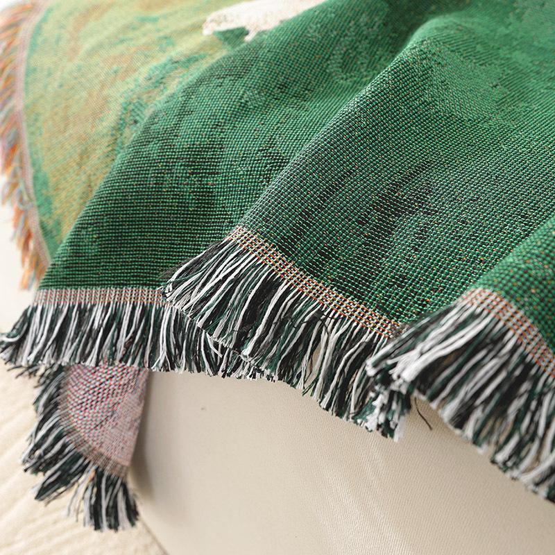 Grassland Sheep Tassel Blanket Home Decoration Sofa Towel Outdoor Camping Blanket Tapestry Oil Painting Style Throw Blanket