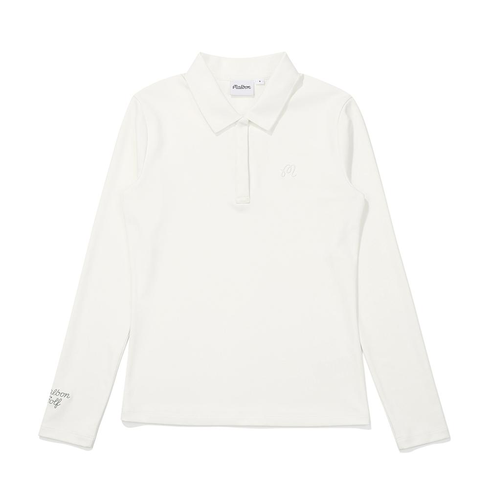 MALBON GOLF Collared Long Sleeve T-Shirt Off White (Woman)