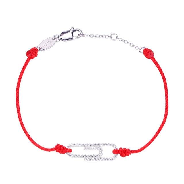 

Moonmory 925 пробы стерлингового серебра скрепка красный веревочный браслет для женщин сияющий кристалл запястье европейский ювелирный подарок на Рождество 18cm серебряный
