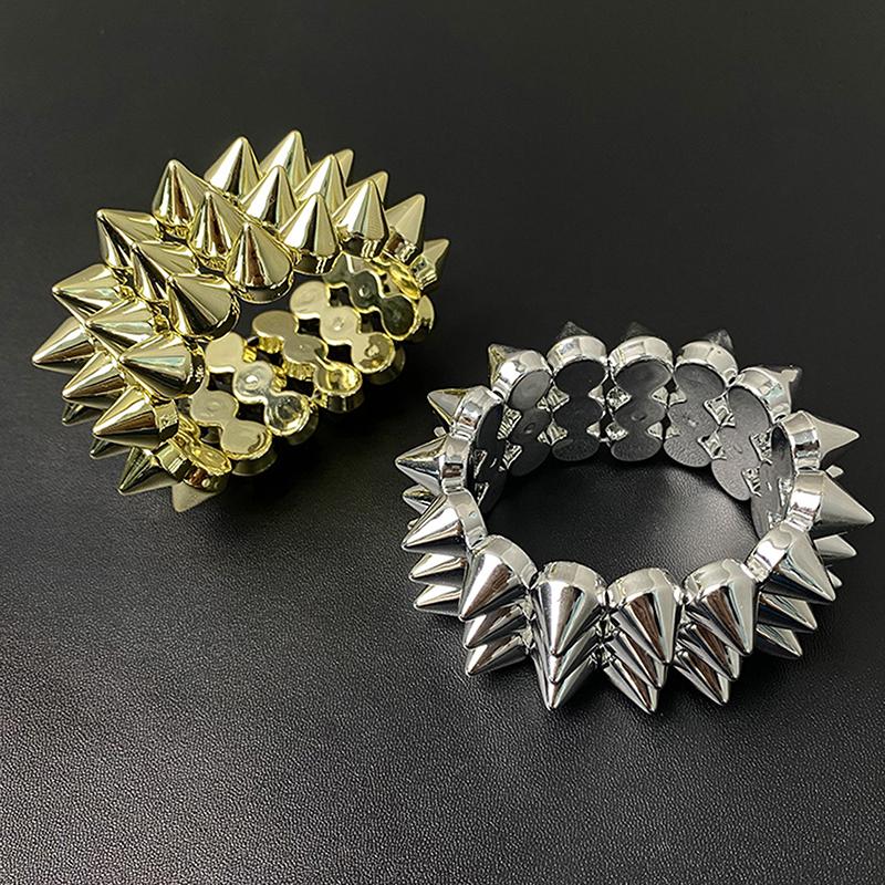 Y2K Šperky Třívrstvý Náramek s Hroty Punk Grunge Cool Módní Náramky Pro Ženy Goth Doplňky