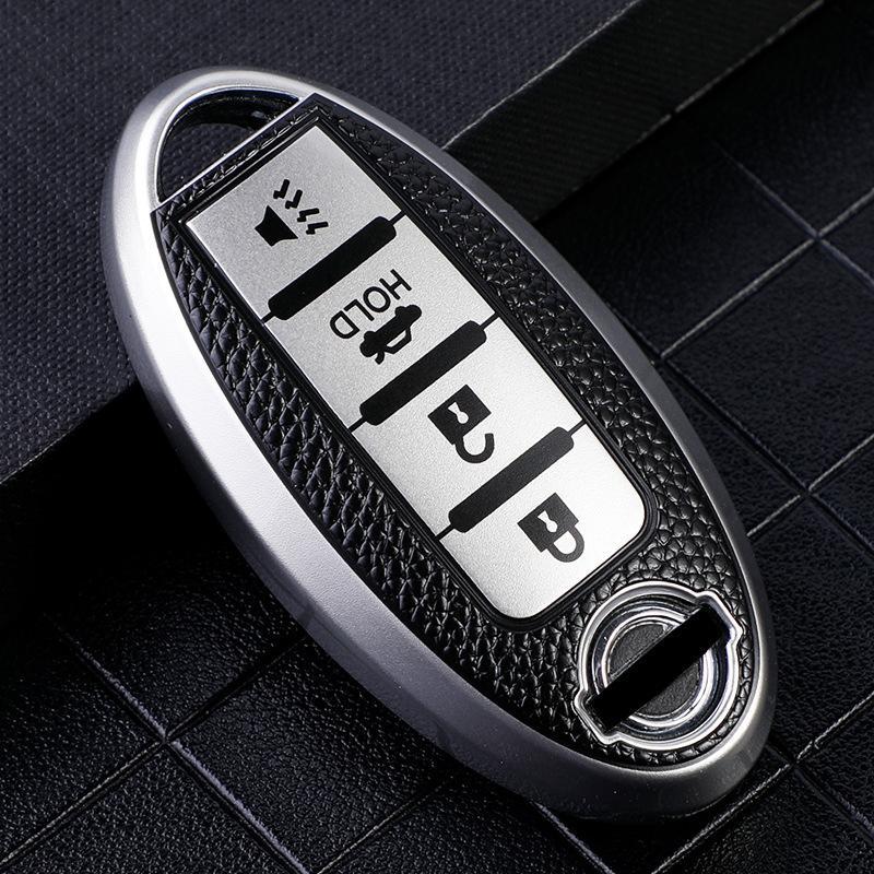 Leather Pattern Key Bag Is Suitable for 13-20 Nissan Teana Key Sets, and Nissan 12 Duke Car High-end Cases.