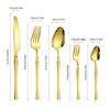 30pcs stainless steel luxury gold small waist western restaurant steak knife and fork set, suitable for Christmas, parties.