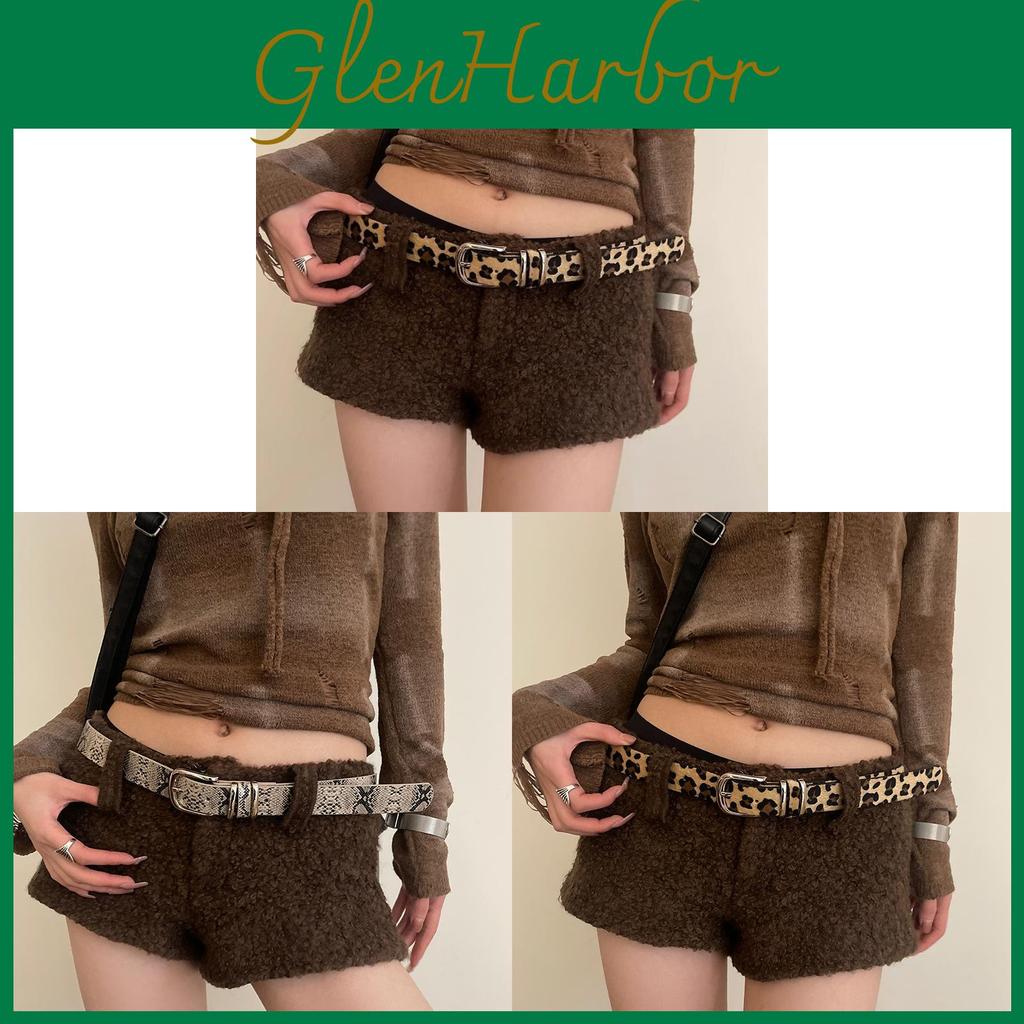 Animal Print Pu Leather Belt For Women With Metal Buckle Vintage Fashion Accessory