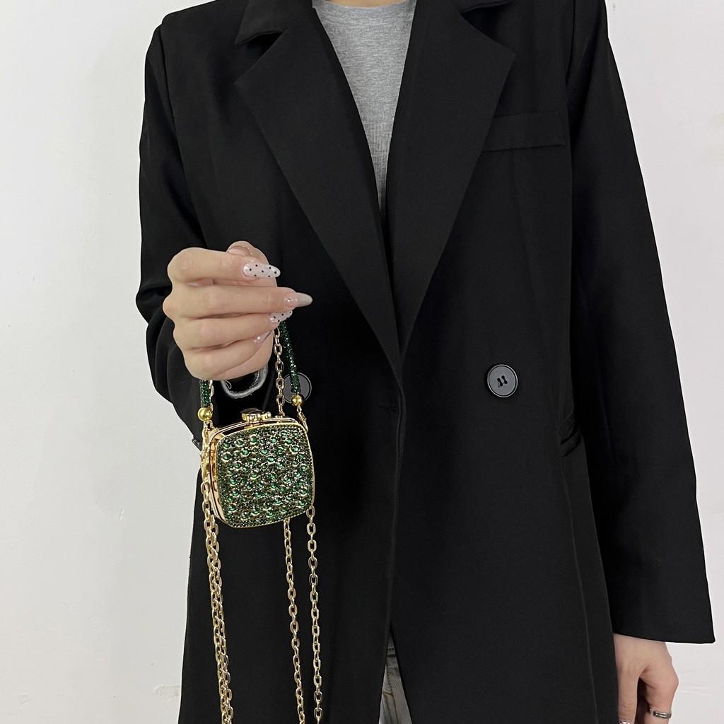 Acrylic Mini Square Bag With Glitter Sequins And Shoulder Strap For Daily Use