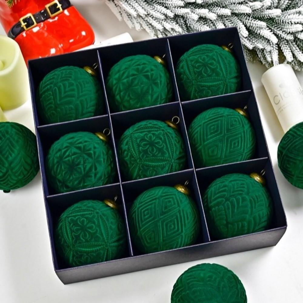 9 Stück 10cm Weihnachts-Hängekugeln Vintage Weihnachtskugeln Samt-Weihnachtskugeln Weihnachtsbaum