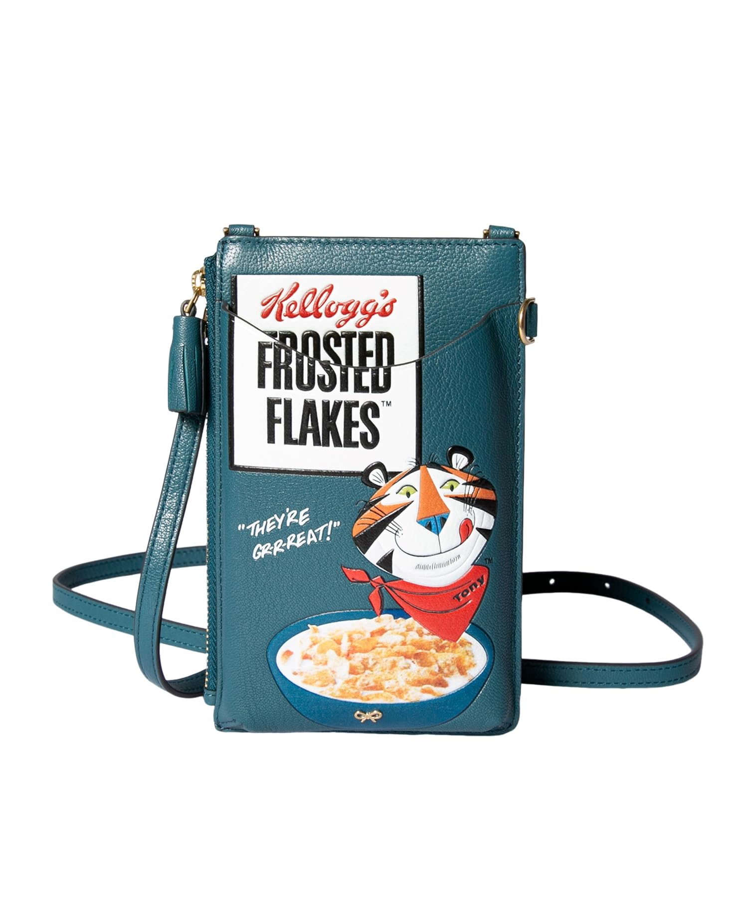 

Anya Hindmarch Zip Phone Pouch on Strap with Frosted Flakes in Shiny Light Petrol Capra, (5050925) [Used]
