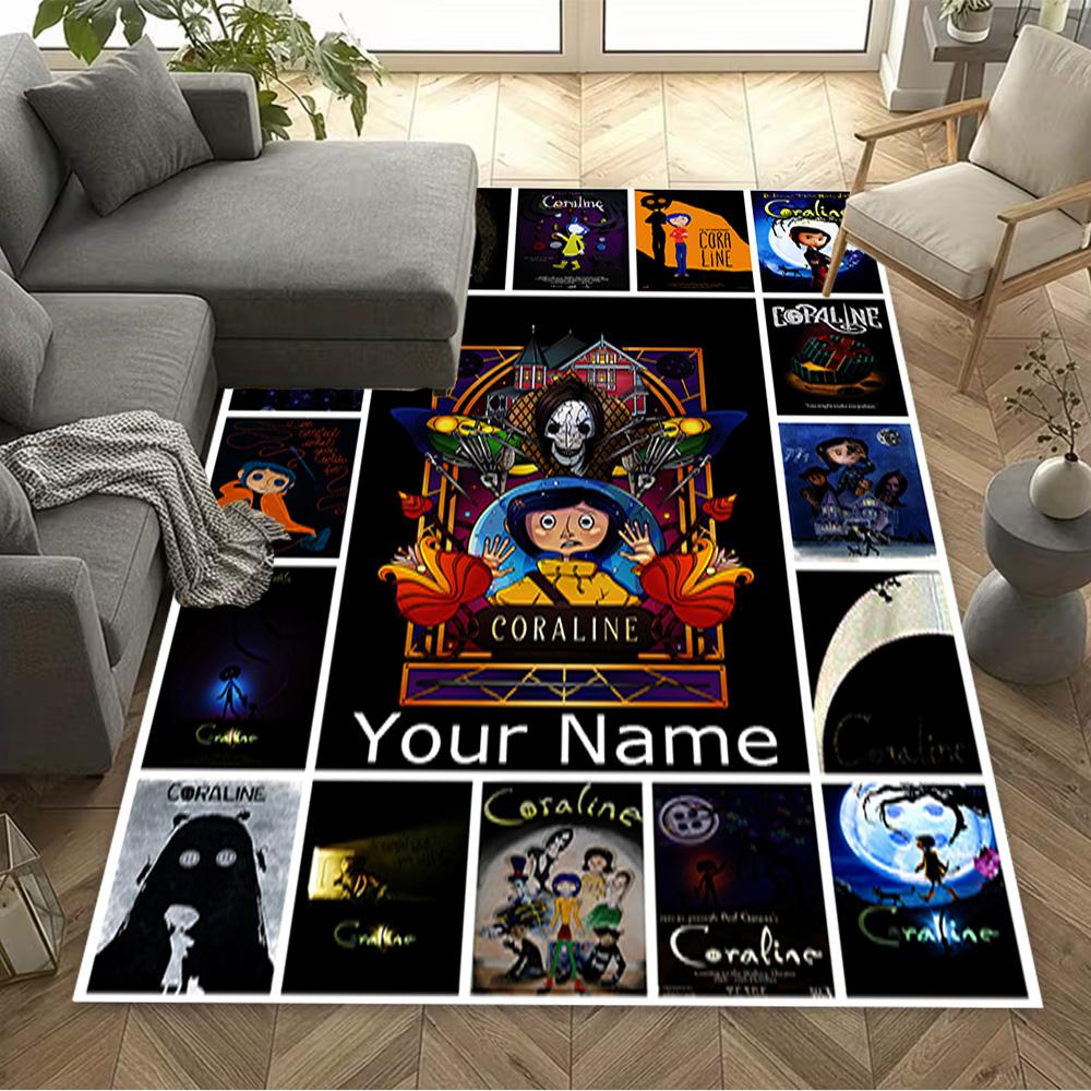 Mystery Coraline's World Personalized Text Floor Rug Office Rug Design for Decorate room Outdoor Balcony Bedrooms Anti-slip Rug Decorate Offices