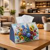 1pc Tissue Box Holder with Impressionist Artistic Floral Multi Design-Vibrant Flower Bouquet,Durable Polyester,Ideal for Kitchen,Living Room,Bedroom,B