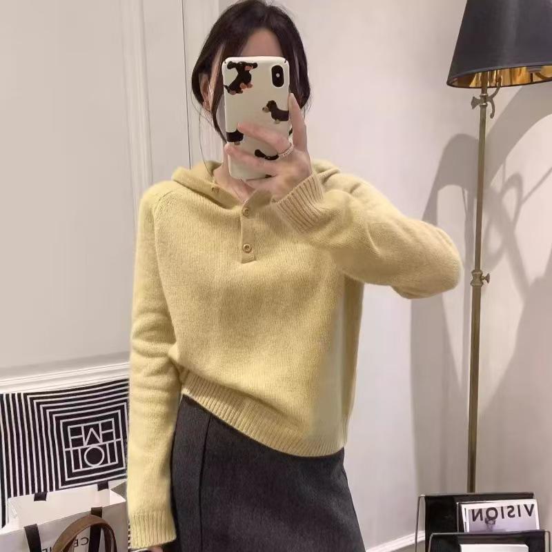 Women's Striped Hooded Wool Sweater for Autumn/Winter - Loose Knit Layering Top