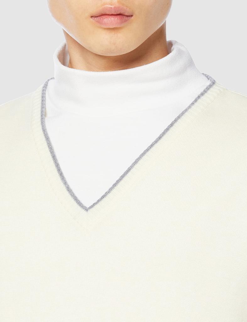 Golf Wear Sweater Knit Material 52JC9A20 White M [Mizuno] V-Neck Men's