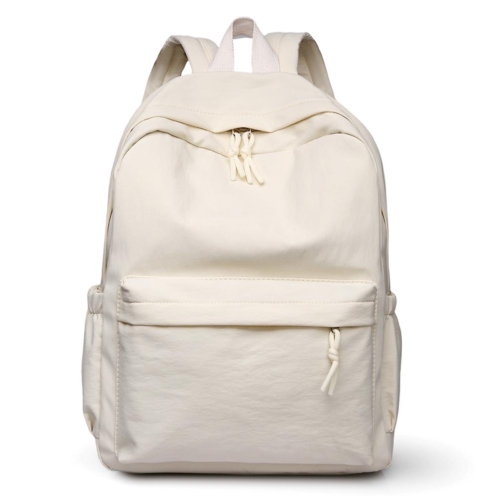 New Backpack Student Schoolbag Simple Solid Color Durable Nylon Backpack Leisure Travel Backpack