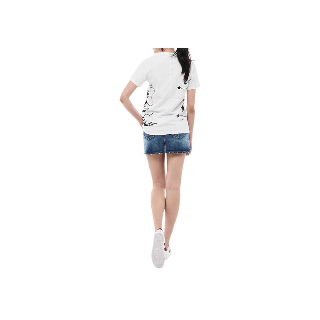 Moncler Round Neck Pullover Short Sleeve Regular T-Shirt Women Tops Ivory F10938C74910V8127033