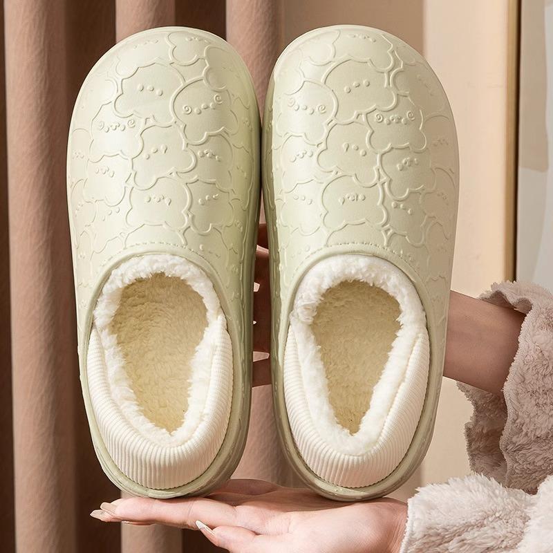 Winter cotton slippers female couple home indoor and outdoor waterproof bag head velvet non-slip thick-bottomed wool slippers