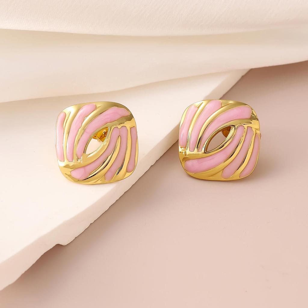 French Enamel Drip Oil Earrings: Stainless Steel, Irregular, Titanium Women's Luxury