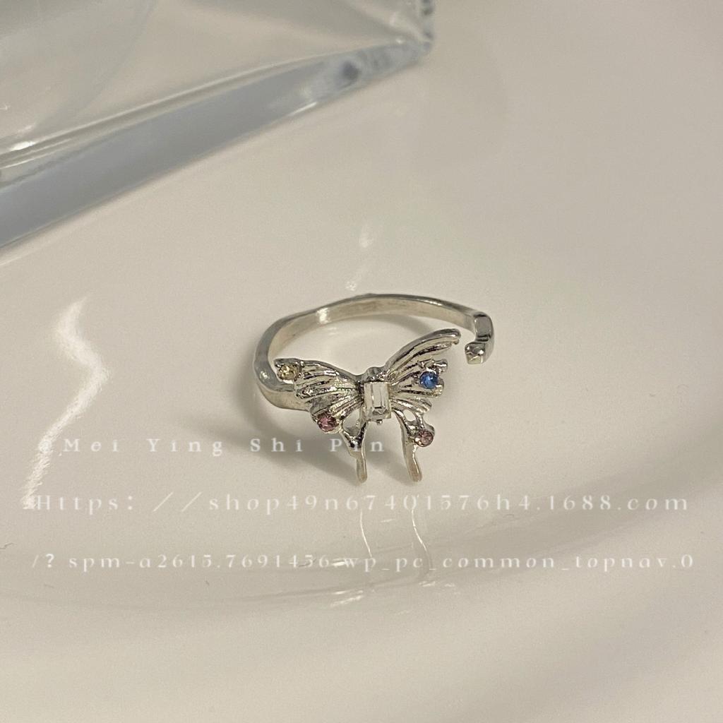 Fairy retro butterfly pendant necklace female new exquisite high-end court style butterfly opening ring