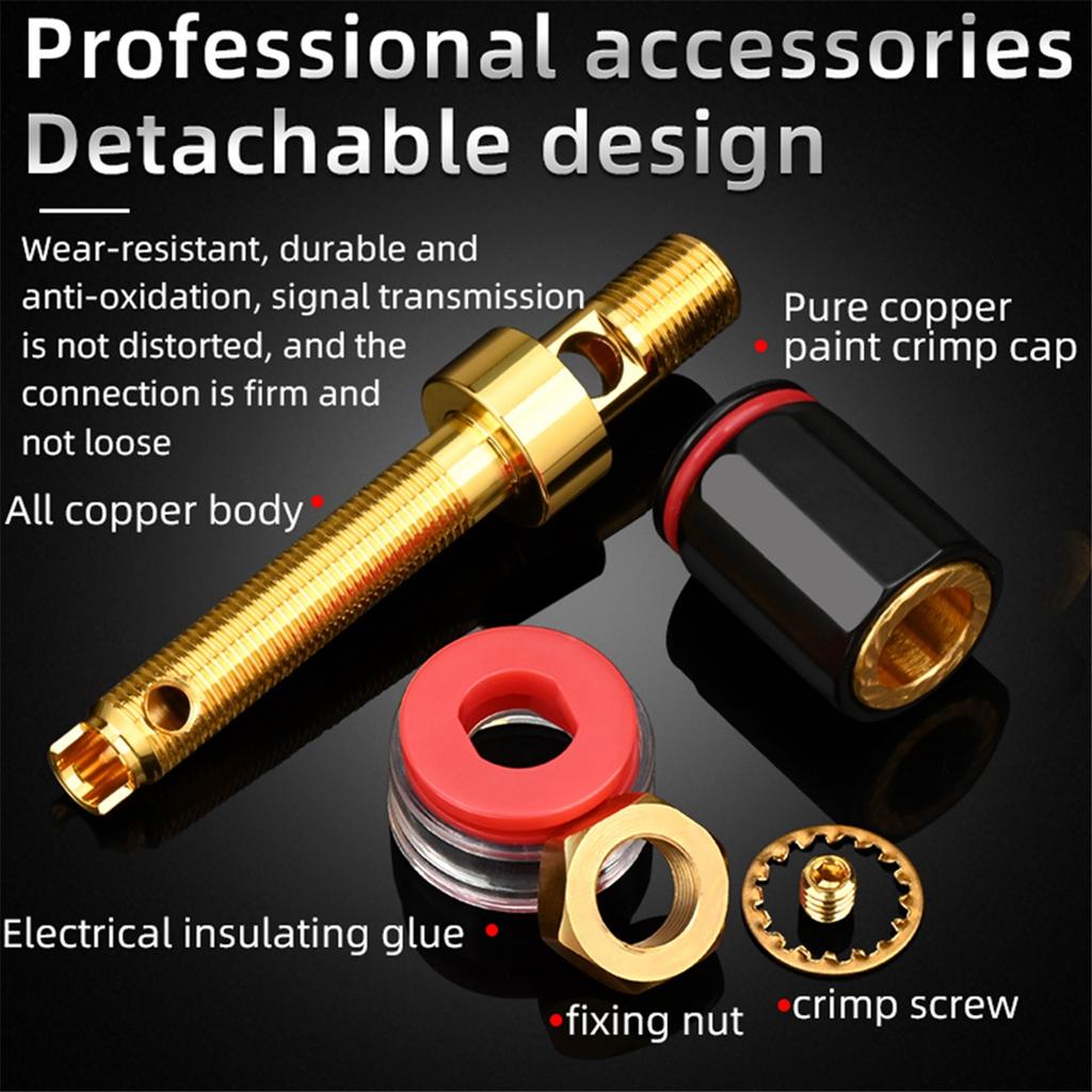 AA58 4Pcs Hifi Speaker Terminal Binding Post Pure Copper Gold Plated Amplifier Connector for Female Banana Jack Plug