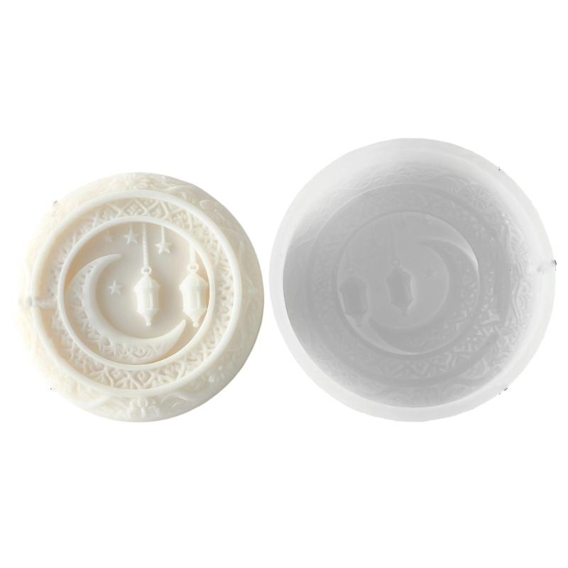 

Ramadans Arabic Reusable Silicone Mold in Round Shape for Aromatherapies Candle Soap Making and Chocolate Crafts Supplies