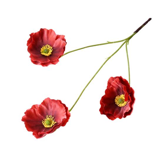 3 Heads Full Blooms Artificial Flower Real Touch Fake Silk Flower Branch with Long Stem for Home Kitchen Party Table Centerpiece