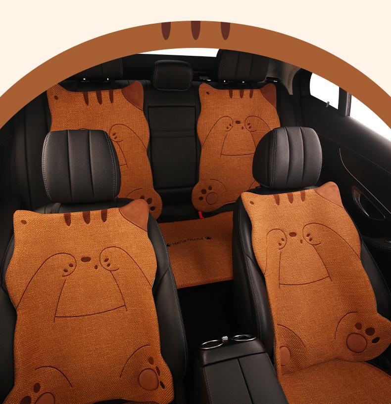 Cartoon Cute Girl Shy Cat Car Seat Cushion for All Seasons, Fits Volkswagen Golf, Bora, Sagitar, Tharu.