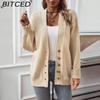 BITCED Elegant Knit Cardigan for Women - Autumn/Winter Solid-Color Single-Button Sweater Jacket