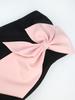 European and American Strapless Color Block Off-the-Shoulder Evening Dress with Bow