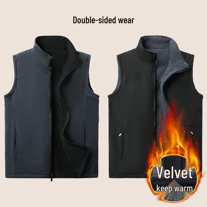 Men's and Women's Double-Sided Fleece Vest: Thickened, Warm Waistcoat for Autumn and Winter Outdoor Sports