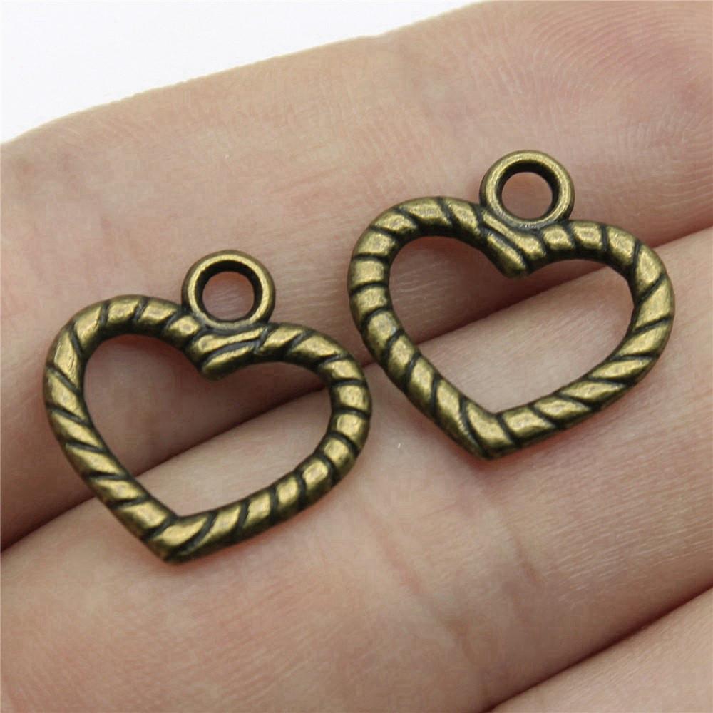 Charms Openwork Heart Pendants Vintage Jewelry Supplies QC068